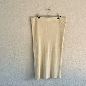 Open Edit Cream Gold metallic Knit Midi Skirt